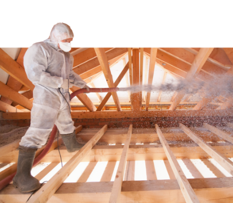Man insulating attic