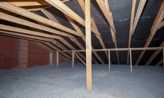The interior of someone's attic properly insulated